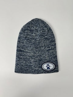 Navy/Grey/White Marled Beanie with Navy Patch